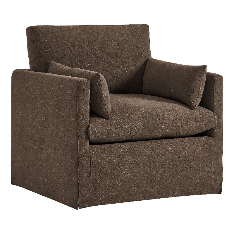 Wellfleet Slipcovered Linen-Blend Armchair in Cocoa