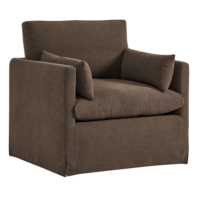 Wellfleet Slipcovered Linen-Blend Armchair in Cocoa