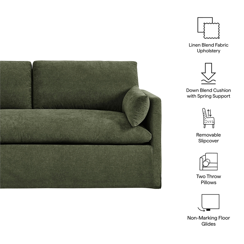 Wellfleet Slipcovered Linen-Blend Loveseat in Sage