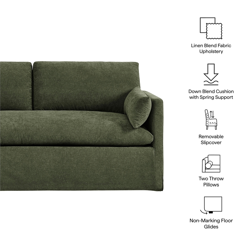 Wellfleet Slipcovered Linen-Blend Loveseat in Sage