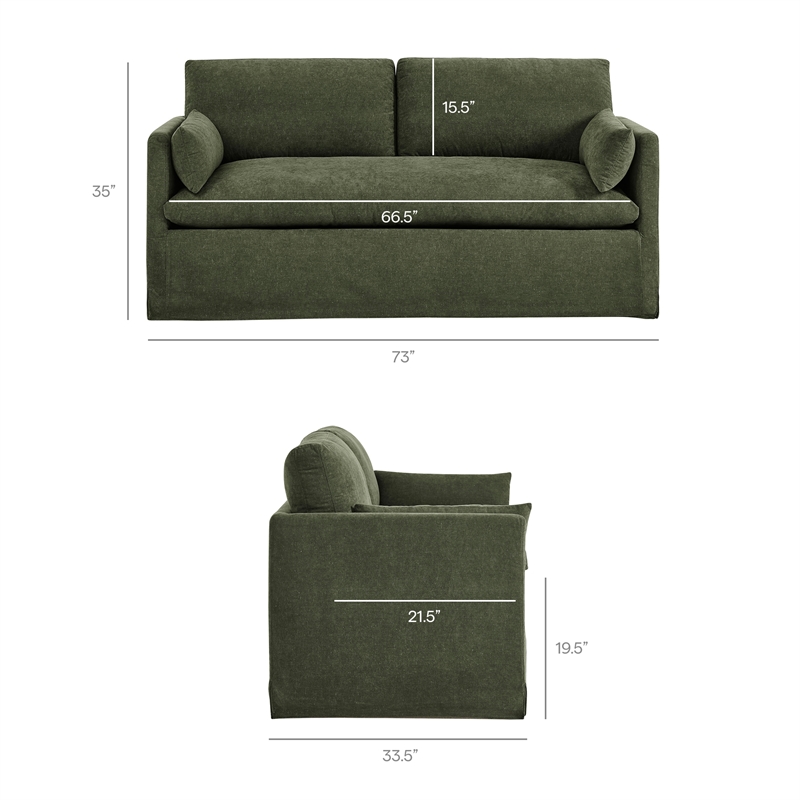 Wellfleet Slipcovered Linen-Blend Loveseat in Sage