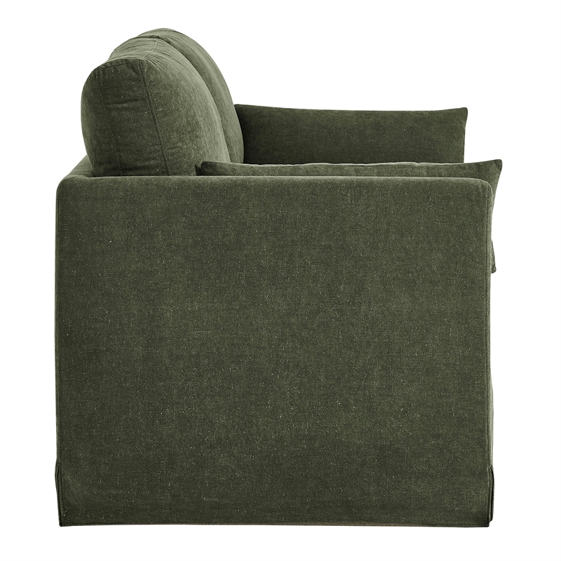 Wellfleet Slipcovered Linen-Blend Loveseat in Sage