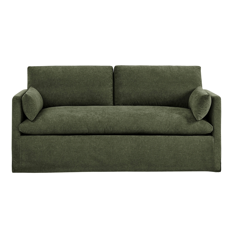 Wellfleet Slipcovered Linen-Blend Loveseat in Sage