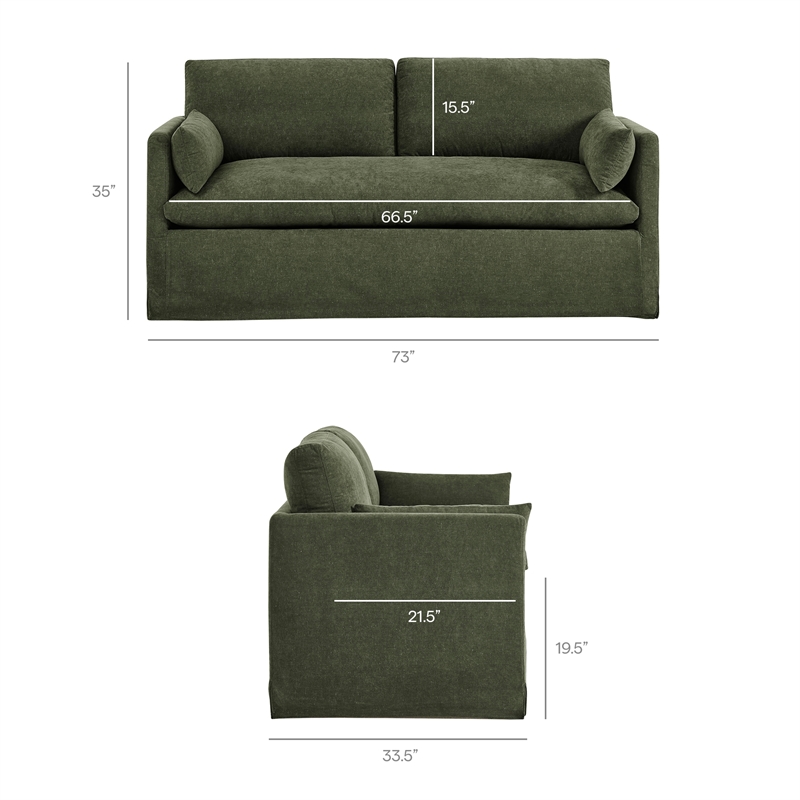 Wellfleet Slipcovered Linen-Blend Loveseat in Sage
