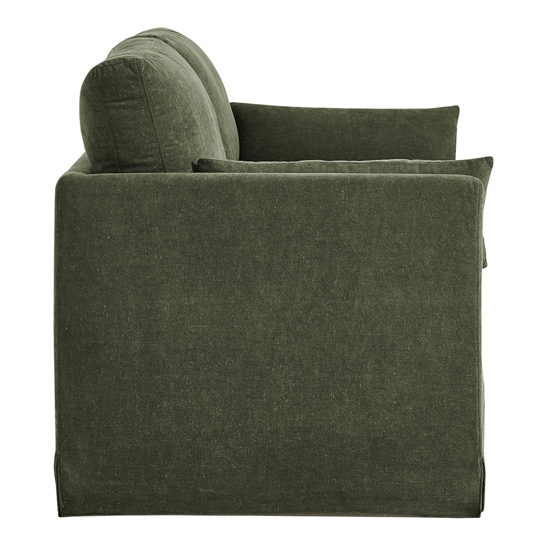 Wellfleet Slipcovered Linen-Blend Loveseat in Sage