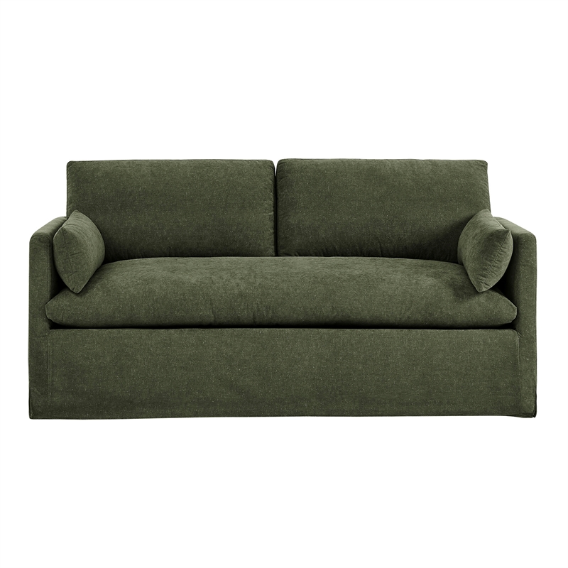 Wellfleet Slipcovered Linen-Blend Loveseat in Sage