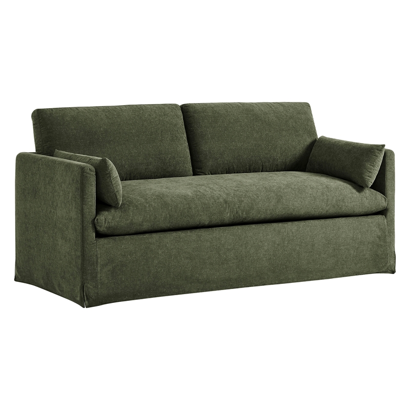 Wellfleet Slipcovered Linen-Blend Loveseat in Sage
