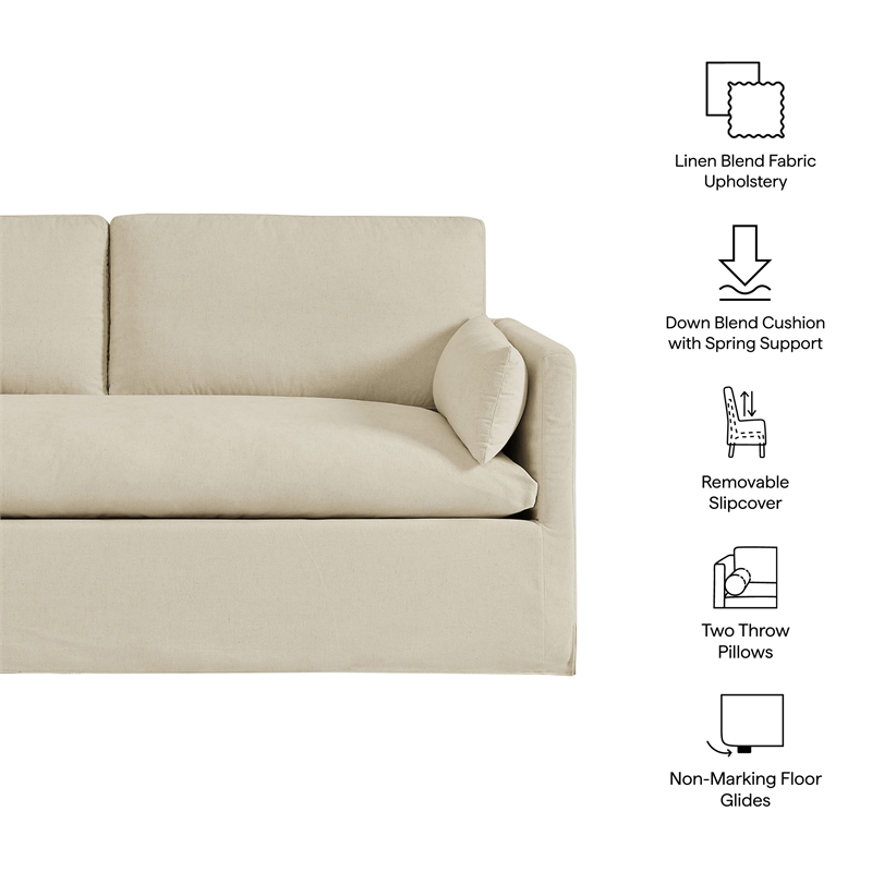 Wellfleet Slipcovered Linen-Blend Loveseat in Linen