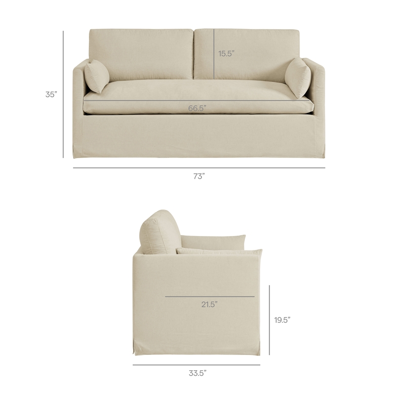 Wellfleet Slipcovered Linen-Blend Loveseat in Linen