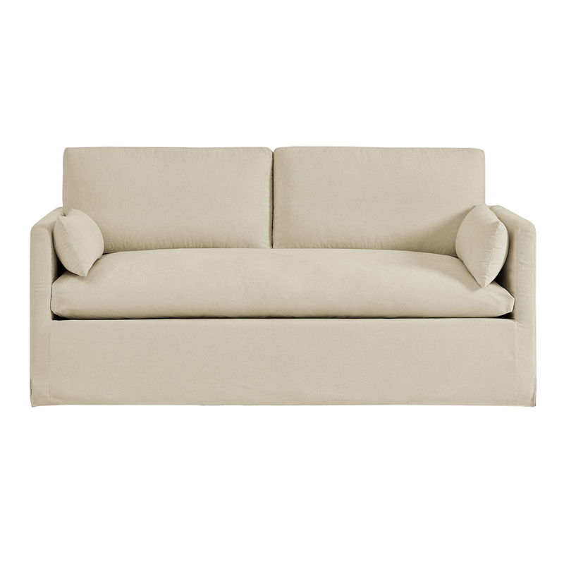 Wellfleet Slipcovered Linen-Blend Loveseat in Linen