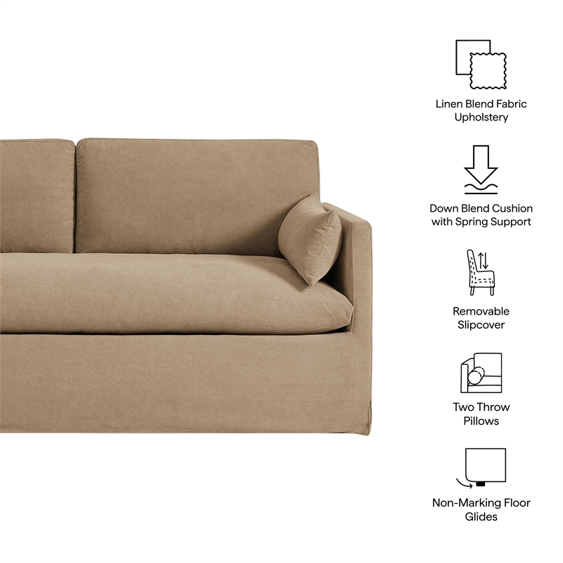 Wellfleet Slipcovered Linen-Blend Loveseat in Almond