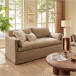 Wellfleet Slipcovered Linen-Blend Loveseat in Almond