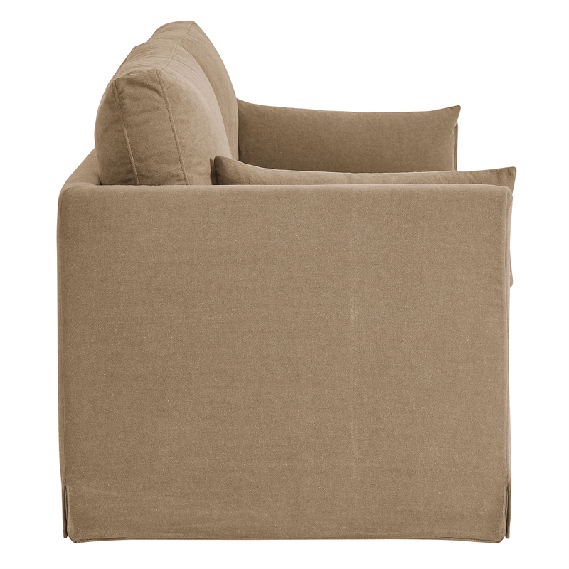 Wellfleet Slipcovered Linen-Blend Loveseat in Almond