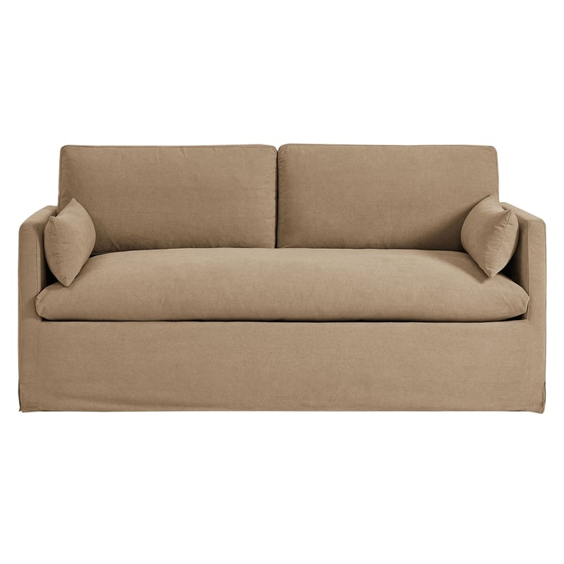 Wellfleet Slipcovered Linen-Blend Loveseat in Almond