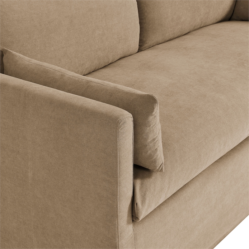 Wellfleet Slipcovered Linen-Blend Loveseat in Almond