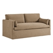 Wellfleet Slipcovered Linen-Blend Loveseat in Almond