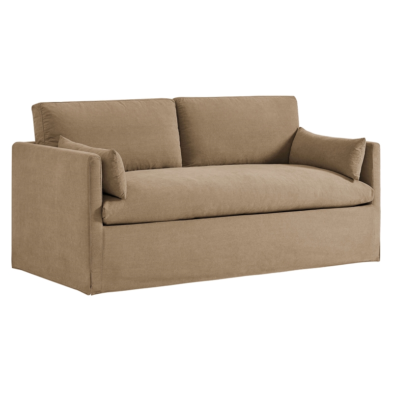 Wellfleet Slipcovered Linen-Blend Loveseat in Almond