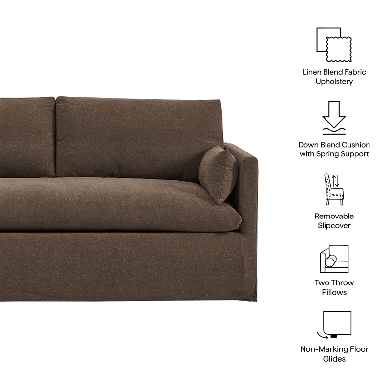 Wellfleet Slipcovered Linen-Blend Loveseat in Cocoa