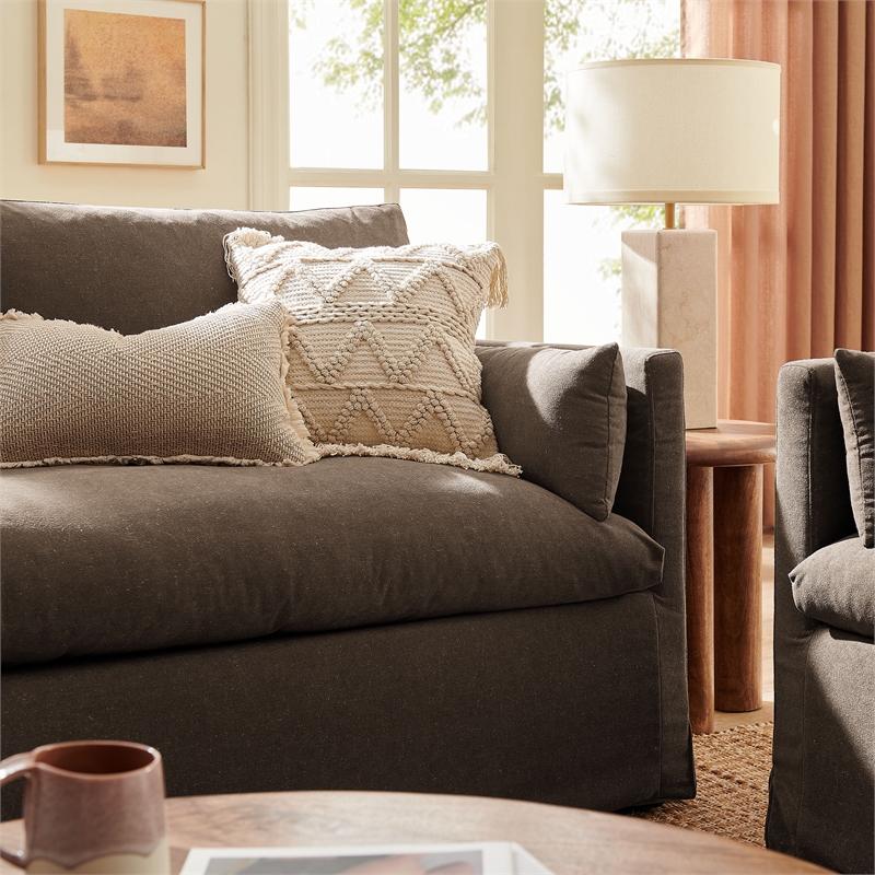 Wellfleet Slipcovered Linen-Blend Loveseat in Cocoa