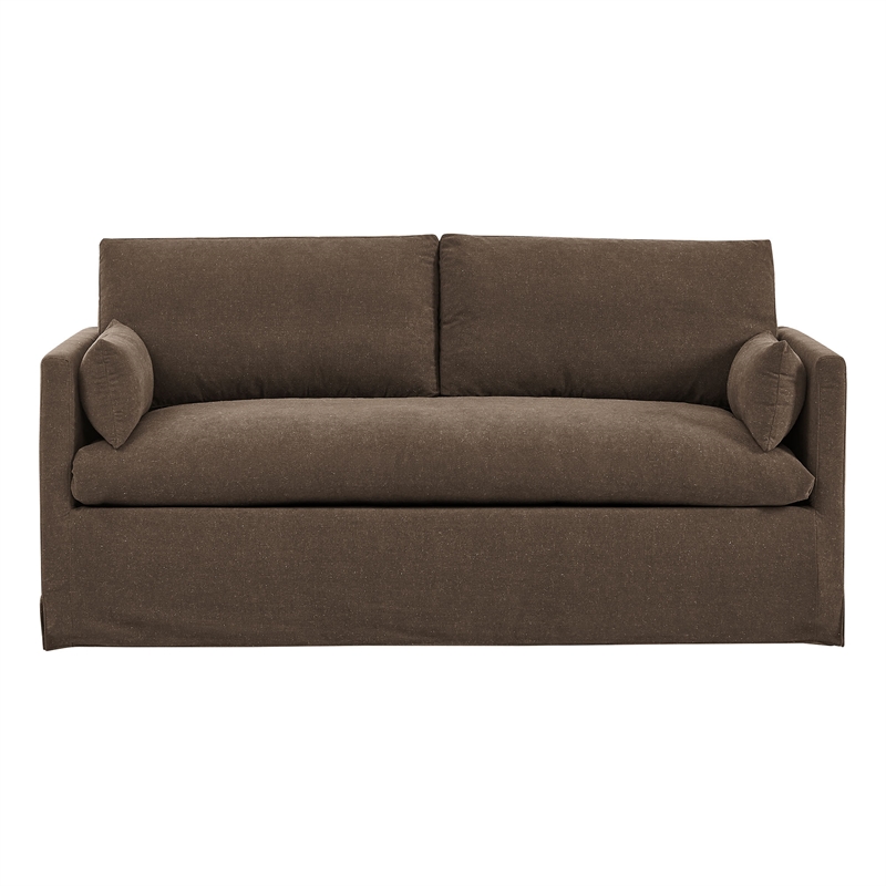 Wellfleet Slipcovered Linen-Blend Loveseat in Cocoa