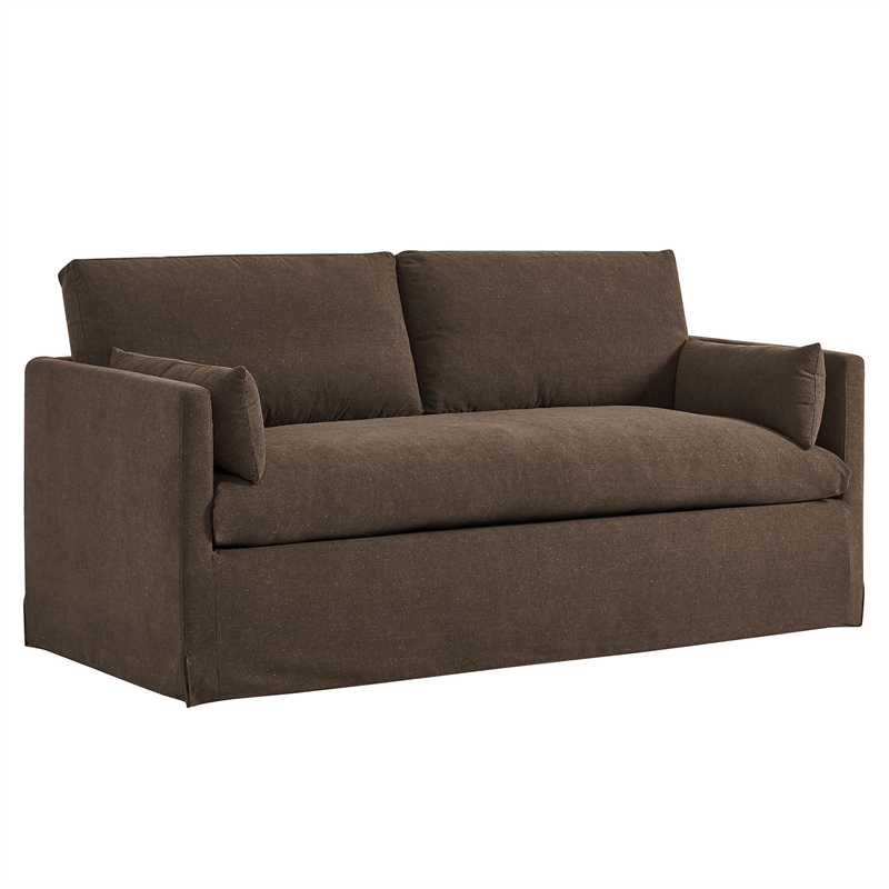 Wellfleet Slipcovered Linen-Blend Loveseat in Cocoa