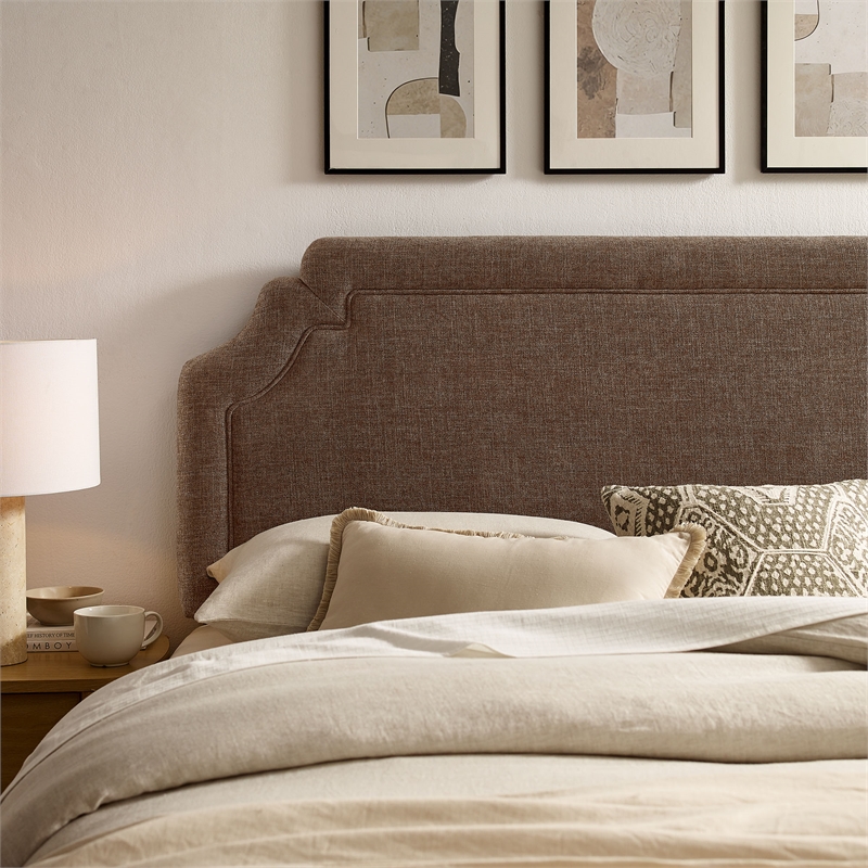 Magnolia Upholstered Fabric King Size Headboard in Mocha