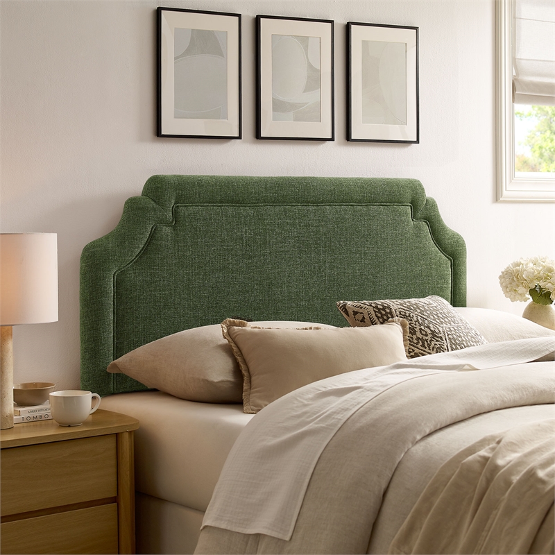 Magnolia Upholstered Fabric King Size Headboard in Foliage