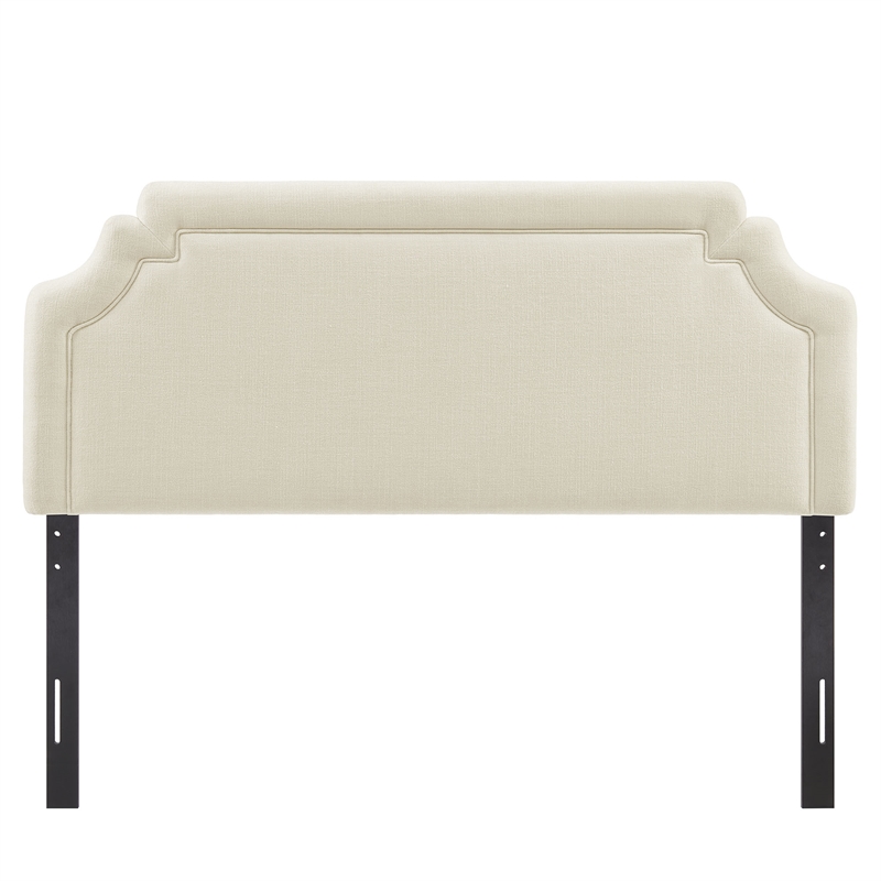 Magnolia Upholstered Fabric Queen Size Headboard in Ecru