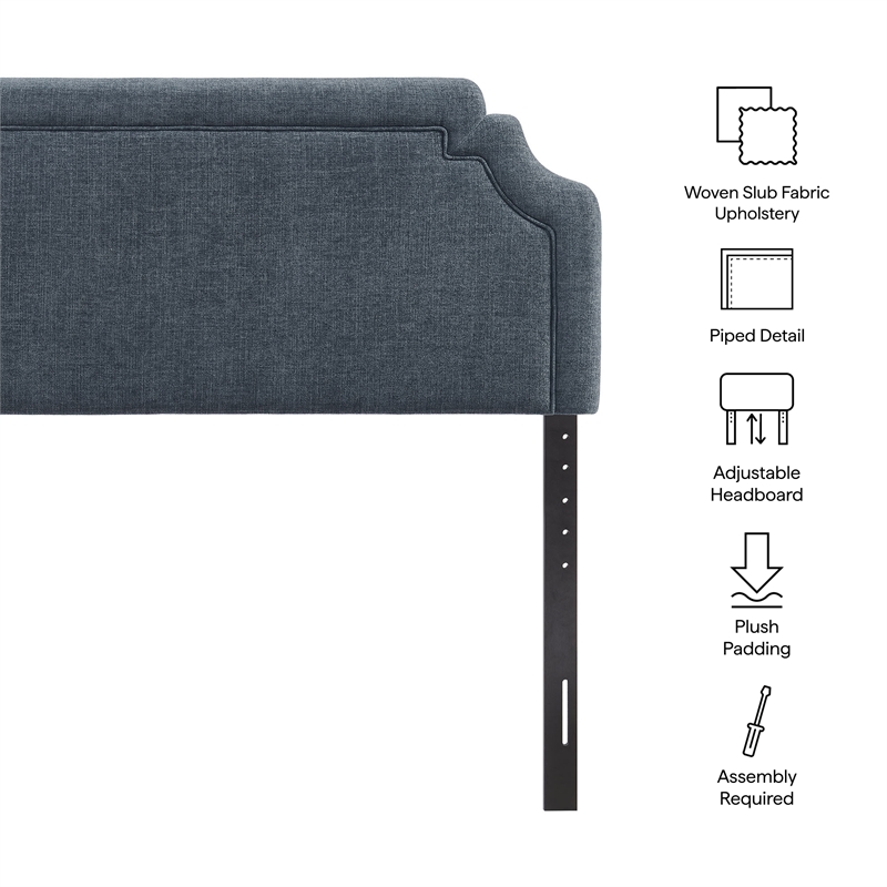 Magnolia Upholstered Fabric Full Size Headboard in Slate Blue