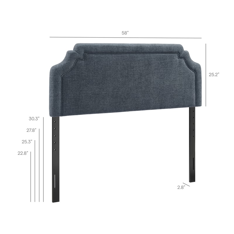 Magnolia Upholstered Fabric Full Size Headboard in Slate Blue