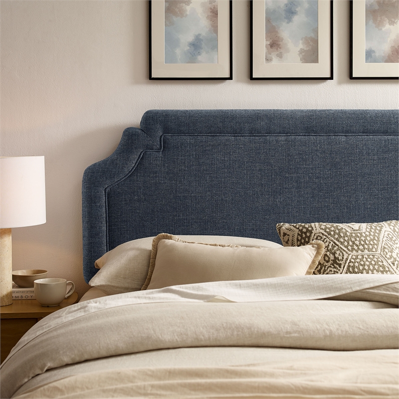 Magnolia Upholstered Fabric Full Size Headboard in Slate Blue