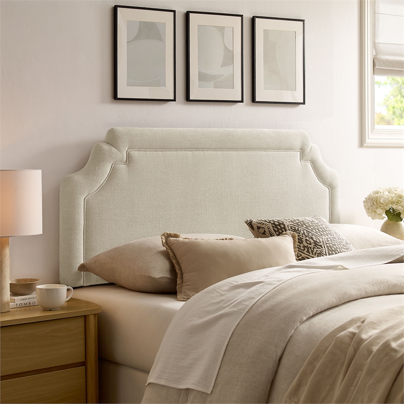 Magnolia Upholstered Fabric Full Size Headboard in Ecru