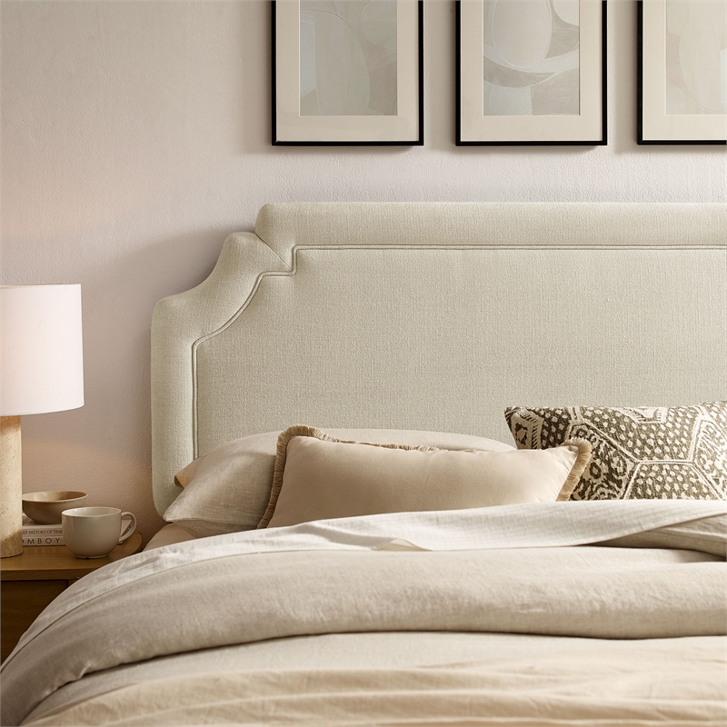 Magnolia Upholstered Fabric Full Size Headboard in Ecru