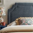 Magnolia Upholstered Fabric Twin Size Headboard in Slate Blue