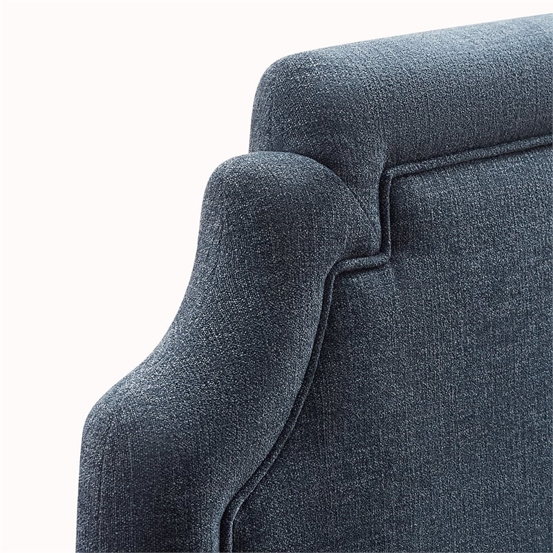 Magnolia Upholstered Fabric Twin Size Headboard in Slate Blue