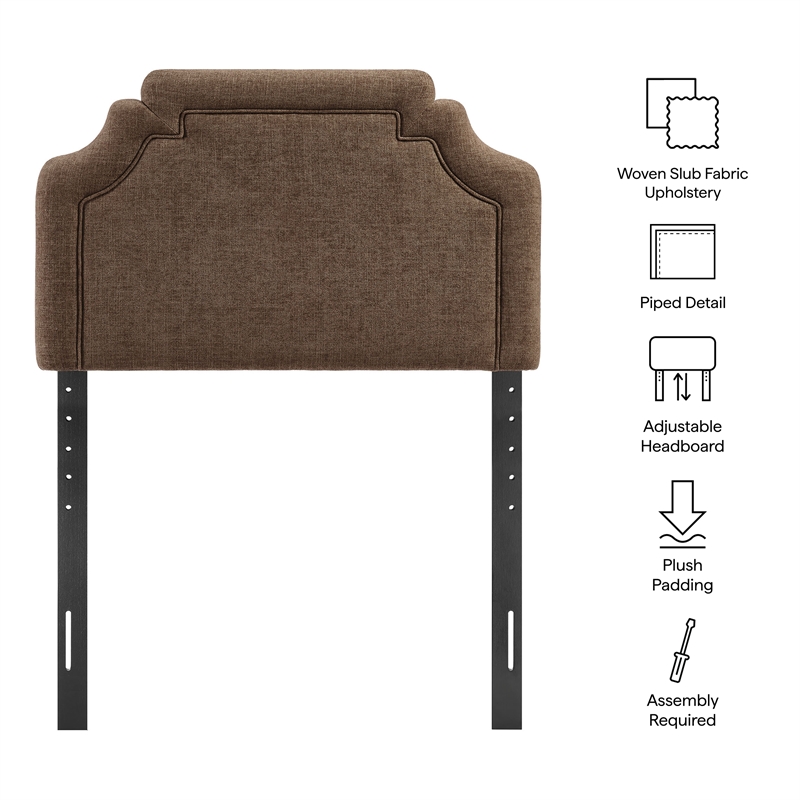 Magnolia Upholstered Fabric Twin Size Headboard in Mocha