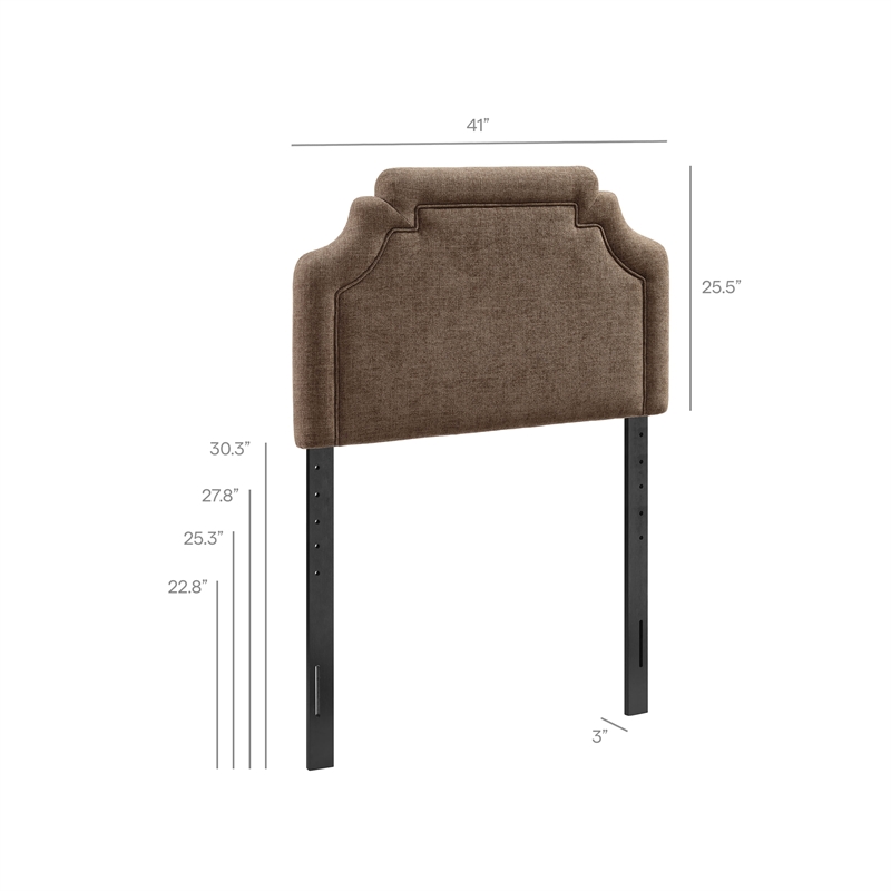 Magnolia Upholstered Fabric Twin Size Headboard in Mocha