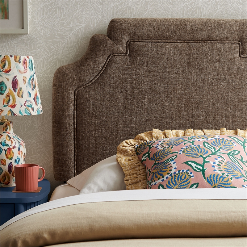 Magnolia Upholstered Fabric Twin Size Headboard in Mocha