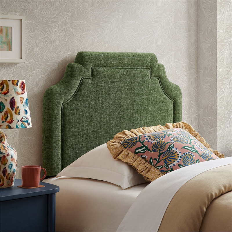 Magnolia Upholstered Fabric Twin Size Headboard in Foliage