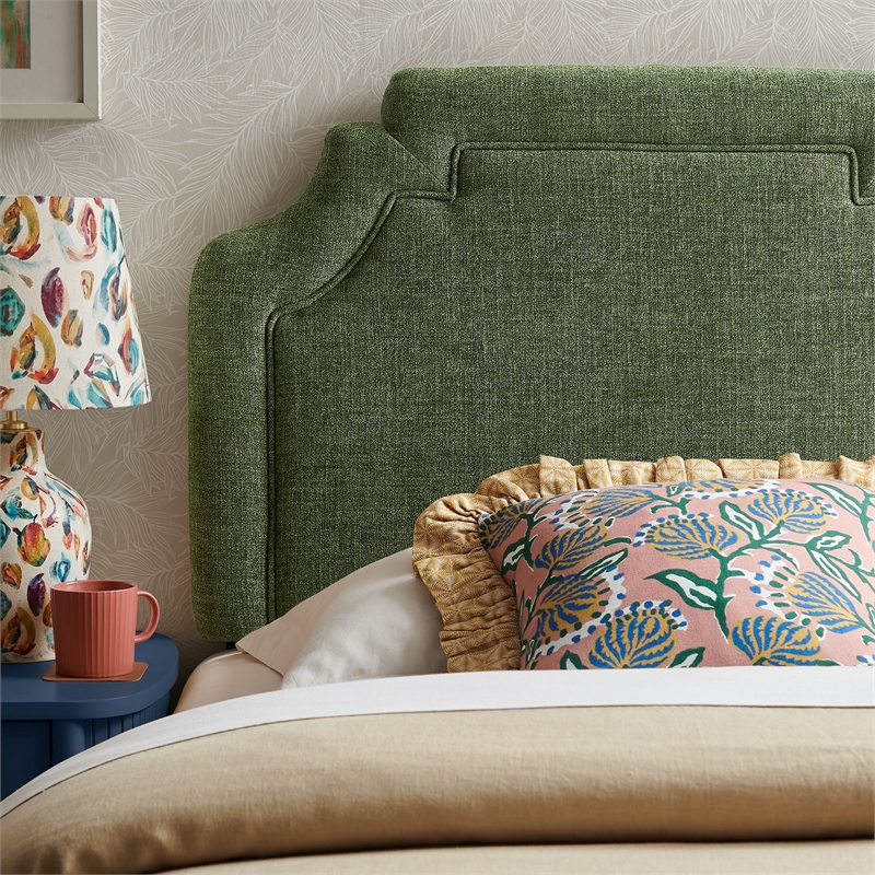 Magnolia Upholstered Fabric Twin Size Headboard in Foliage