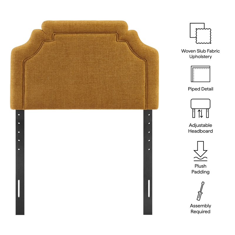 Magnolia Upholstered Fabric Twin Size Headboard in Copper