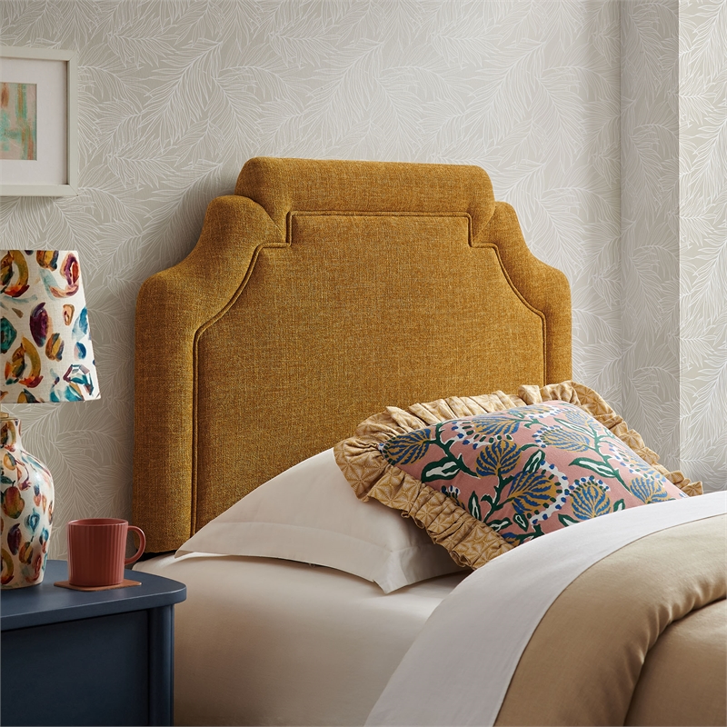 Magnolia Upholstered Fabric Twin Size Headboard in Copper