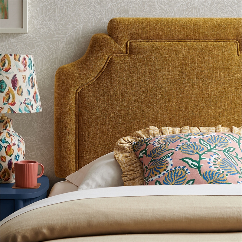 Magnolia Upholstered Fabric Twin Size Headboard in Copper
