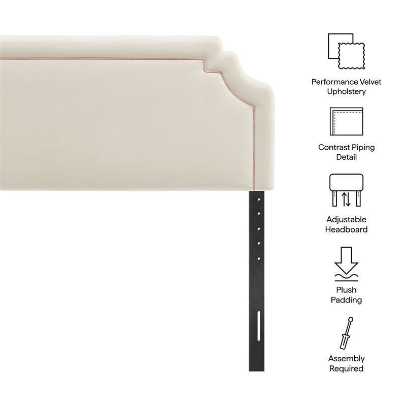 Magnolia Stain-Resistant Performance Velvet King Size Headboard in Alabaster Pink