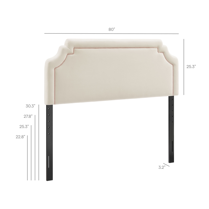 Magnolia Stain-Resistant Performance Velvet King Size Headboard in Alabaster Pink