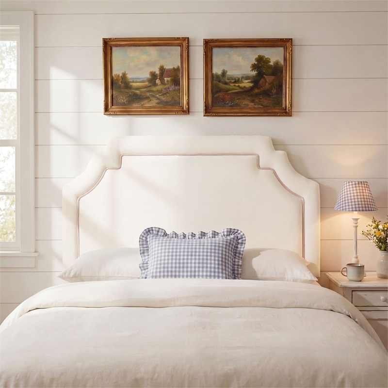 Magnolia Stain-Resistant Performance Velvet King Size Headboard in Alabaster Pink