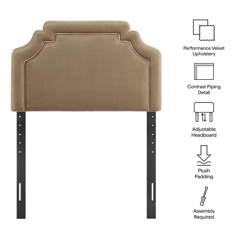 Magnolia Stain-Resistant Performance Velvet Twin Size Headboard in Taupe Almond