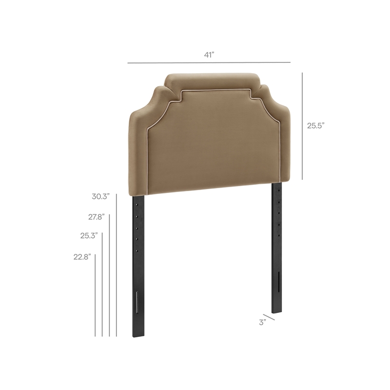 Magnolia Stain-Resistant Performance Velvet Twin Size Headboard in Taupe Almond