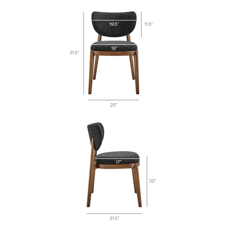 Fenwick Fabric Dining Chairs Set of 2 in Ebony