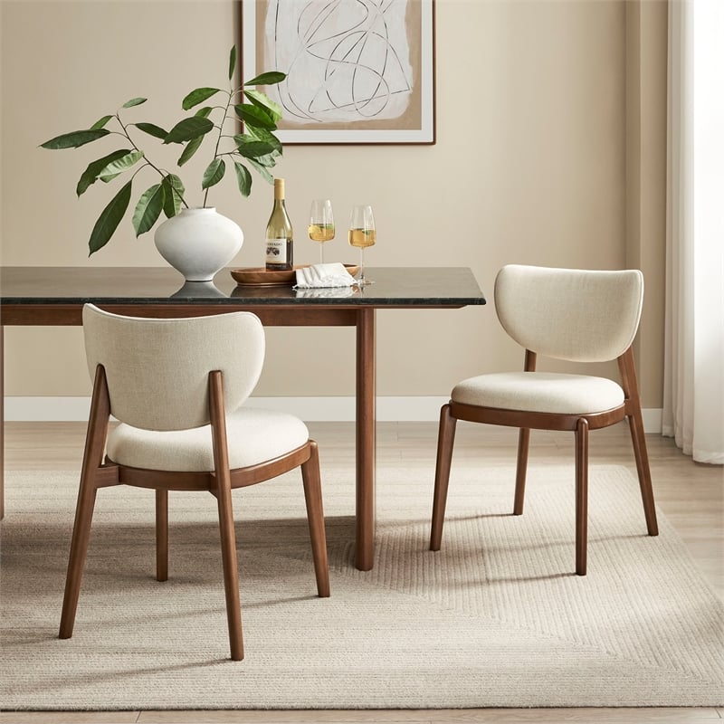 Fenwick Fabric Dining Chairs Set of 2 in Ecru